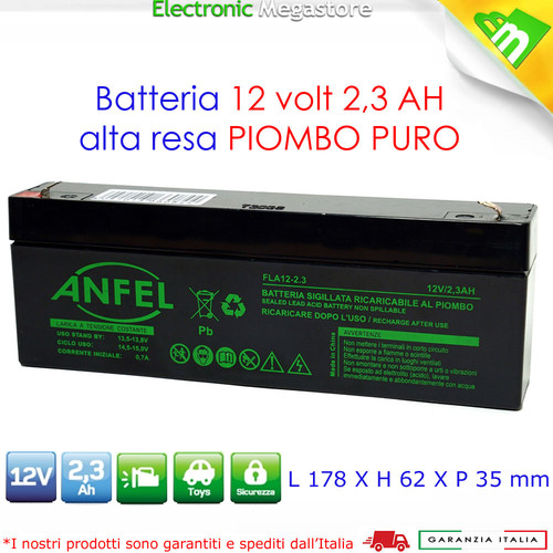 12v piombo acido - 2,3, ah